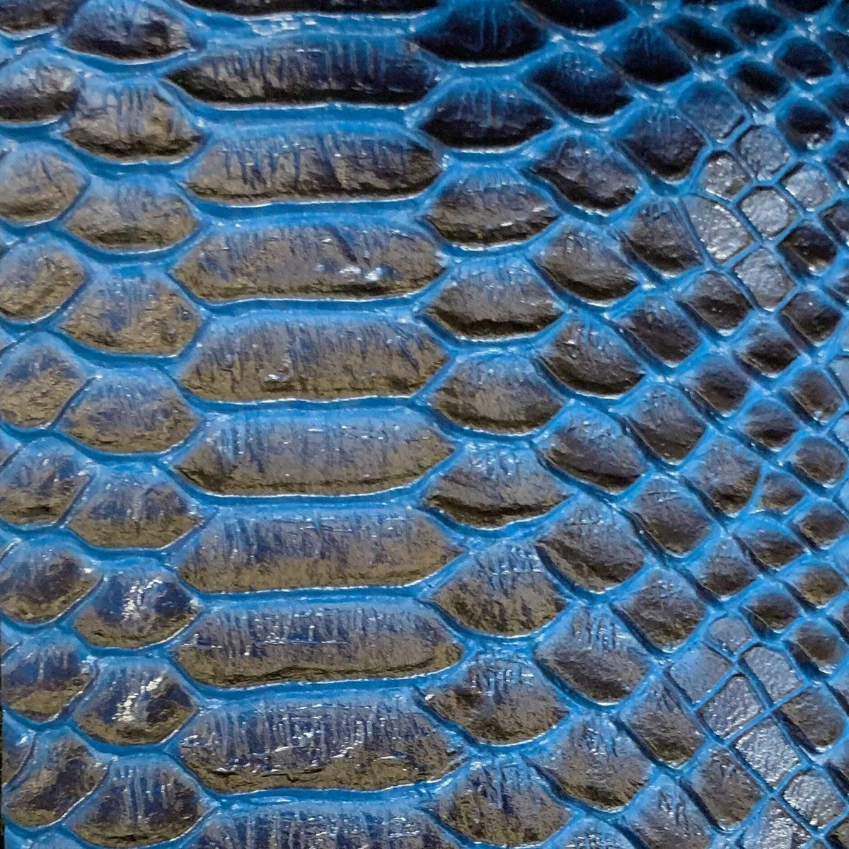 Blue Navy Faux Viper Sopythana Snake Skin Vinyl Fabric,