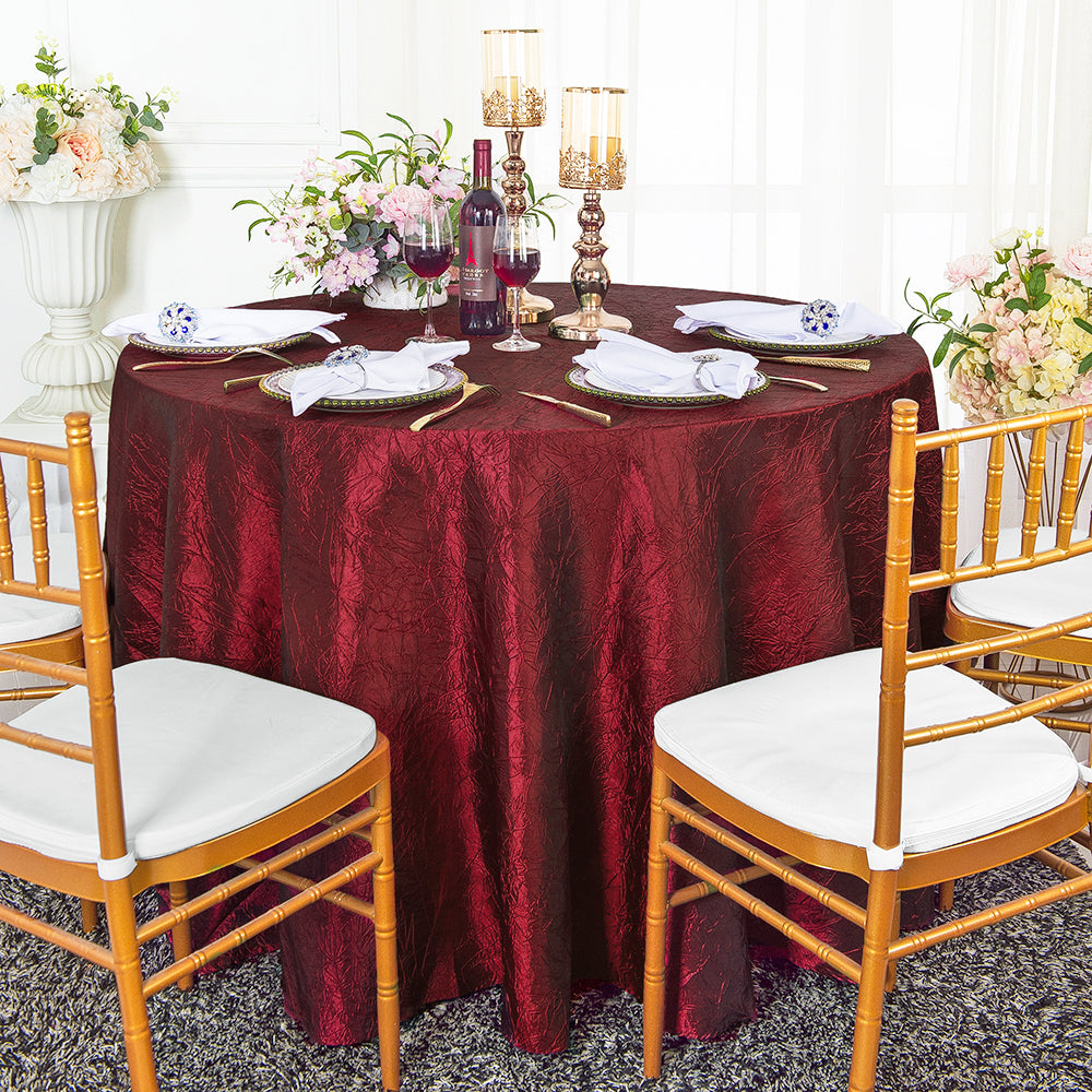 Round Crushed Taffeta Tablecloth 90 Burgundy