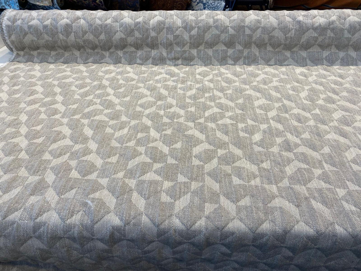 Checkmate Quilted Ecru Taupe Upholstery Fabric - Taupe Ecru, Woven Quilted, 56" Width (1 Yard)