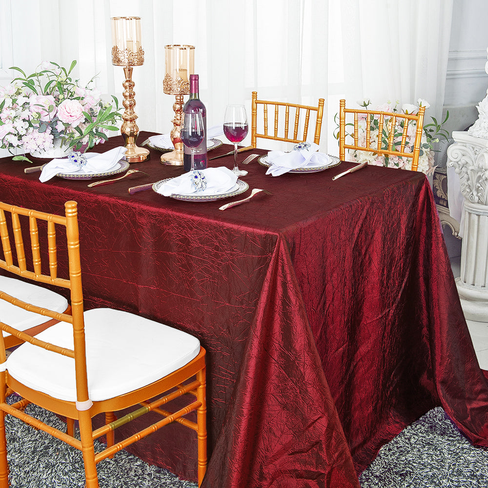 Crushed Taffeta Rectangular Tablecloth 90x156 Burgundy