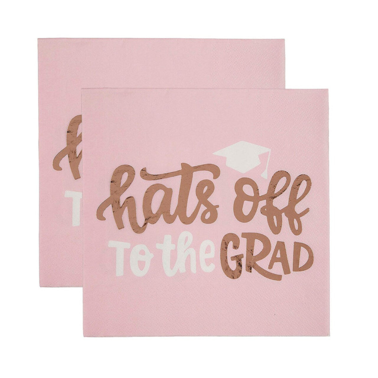 6 1/2" Graduation Party Pink Hats Off to the Grad Paper Luncheon Napkins 16 Ct.