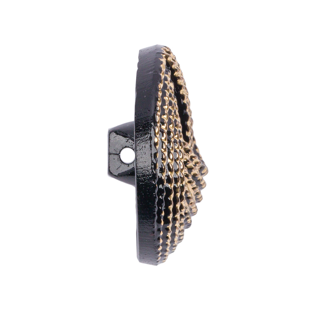 Black and Gold Knotted Glass Shank Back Button - 44L/28mm