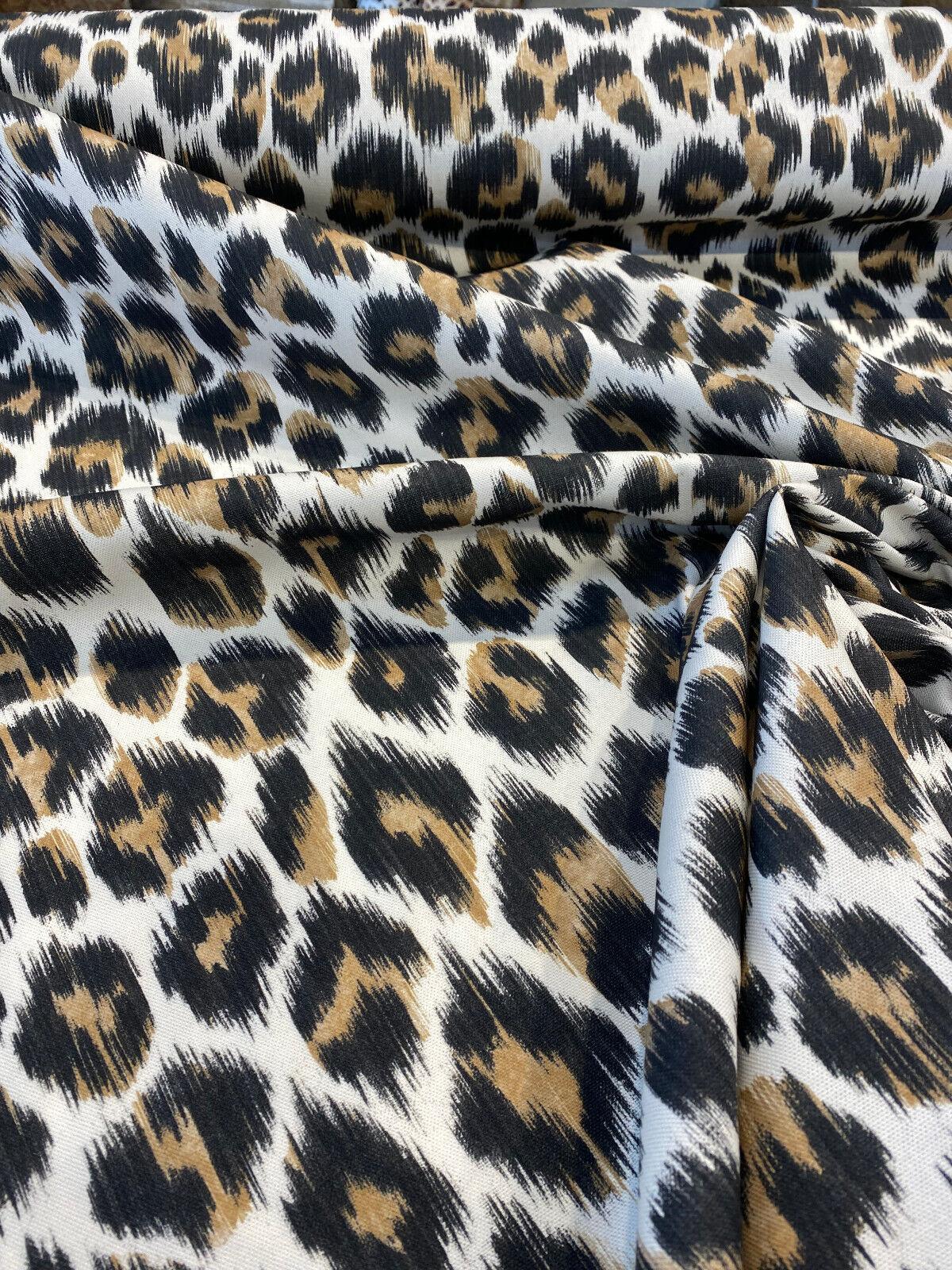 Leopard Natural Cotton Canvas Fabric - Leopard Print, 56" Width (1 Yard)