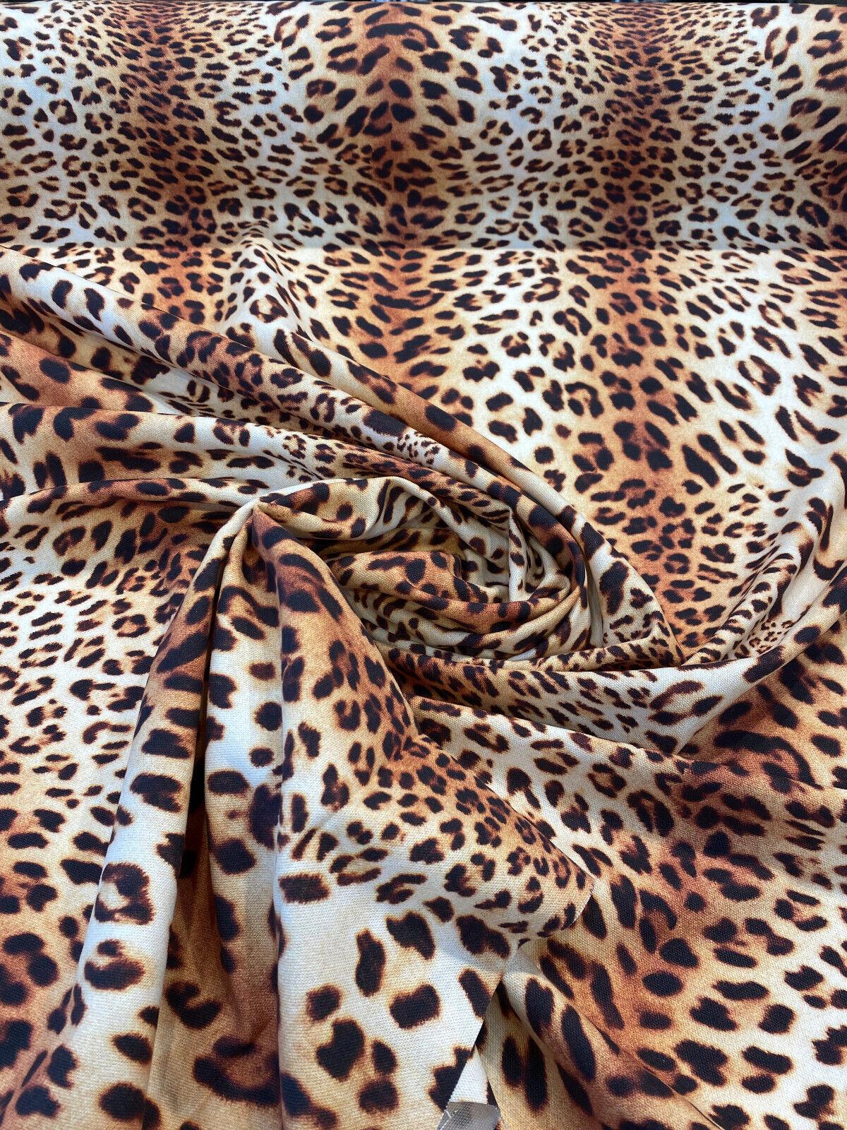 Jaguar Mombasa Bright Cotton Canvas Fabric - Jaguar Skin Design, Beige White Black Rustish Orange, 56" Width (1 Yard)