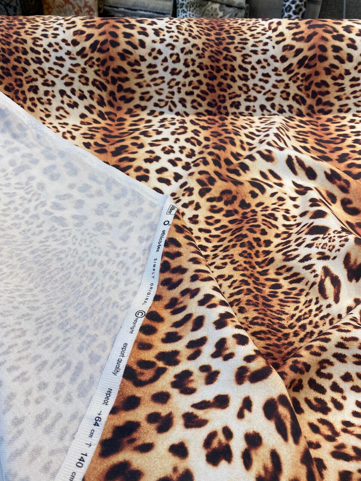 Jaguar Mombasa Bright Cotton Canvas Fabric - Jaguar Skin Design, Beige White Black Rustish Orange, 56" Width (1 Yard)