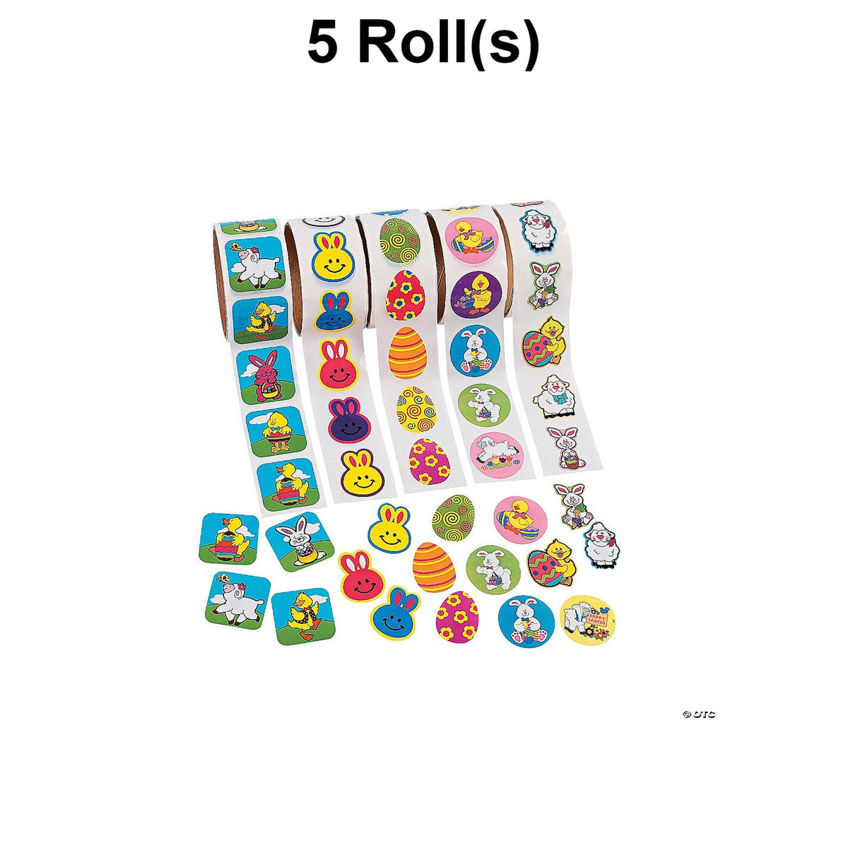 1-1/2" Bulk Easter Roll Sticker Assortment 5 rolls 500 Pc.