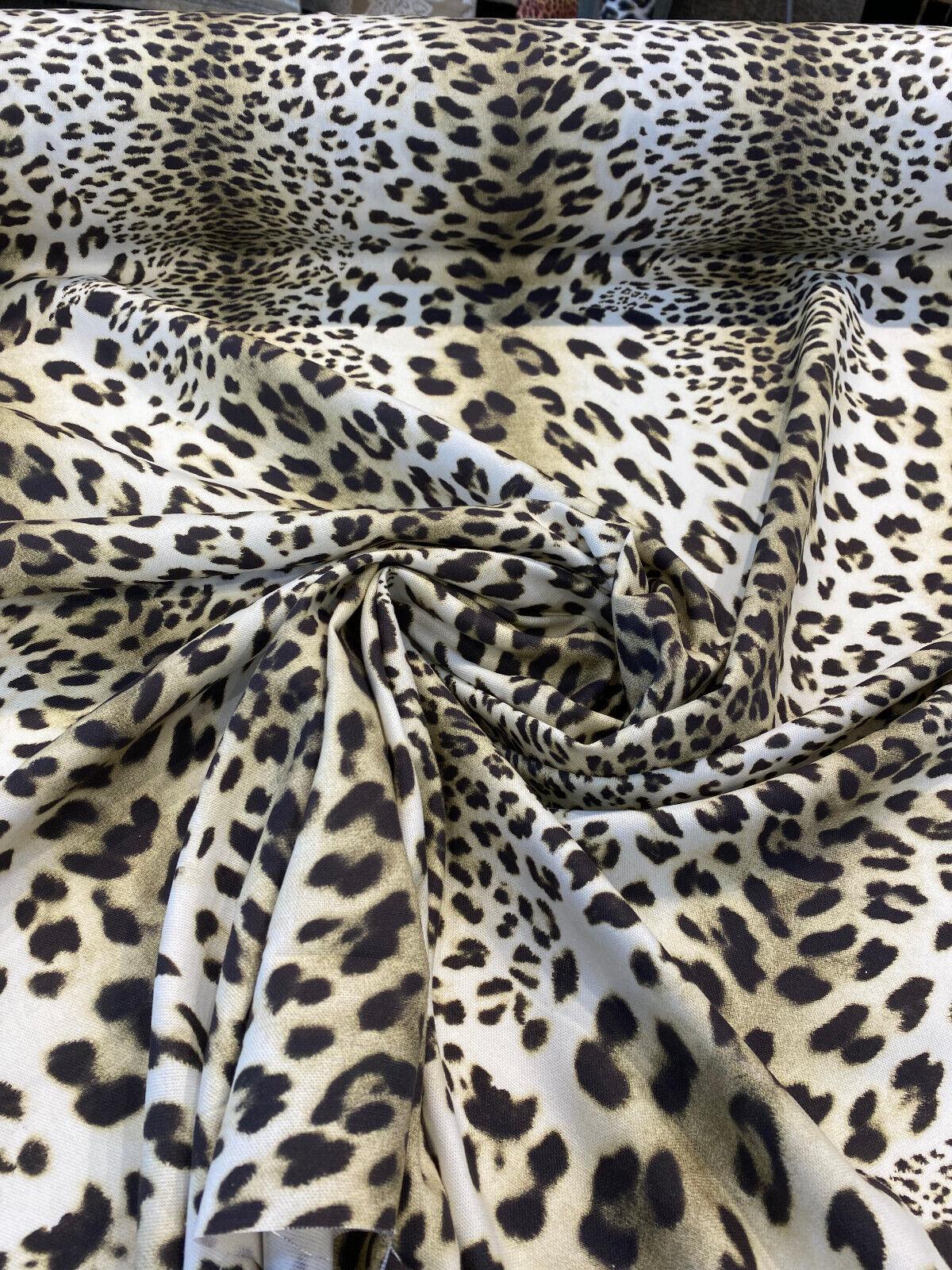 Jaguar Mombasa Sepia Cotton Fabric - Jaguar Skin Pattern, Beige White/Off White/Black, 56" Width (By The Yard)
