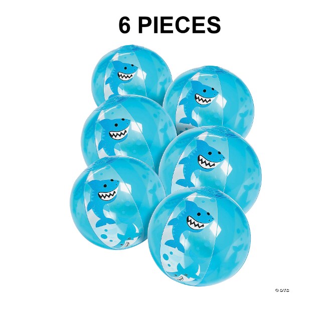 Mini Inflatable 5" Shark Beach Balls - 6 Pc.