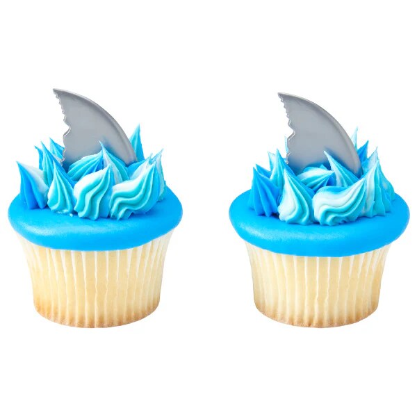 Shark Fins Cupcake Cake Decorating pics toppers 12 set