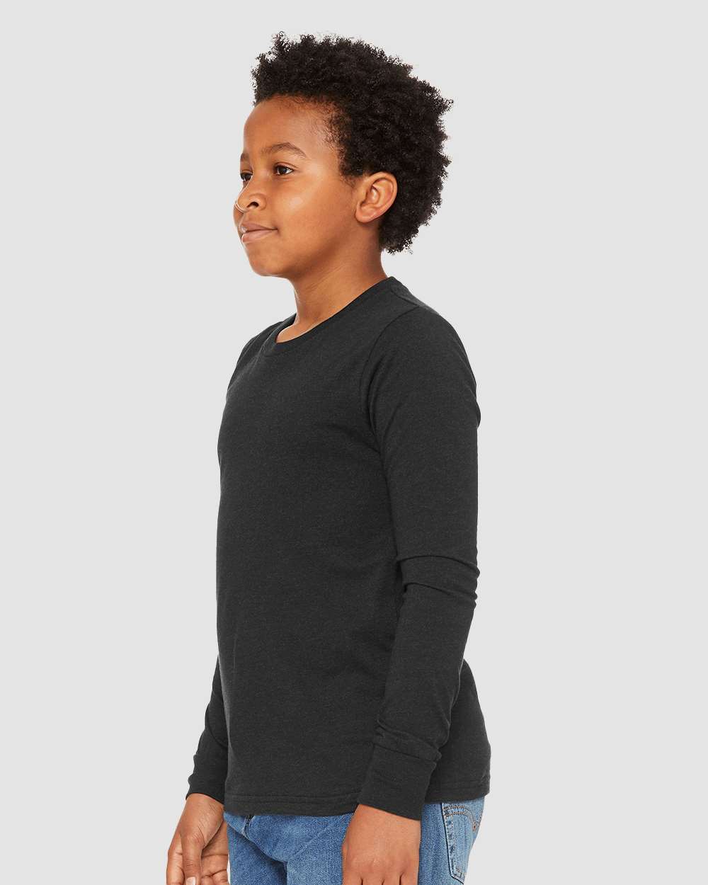 BELLA + CANVAS® Youth Heather CVC Crewneck Long Sleeve Tee - 3501YCVC