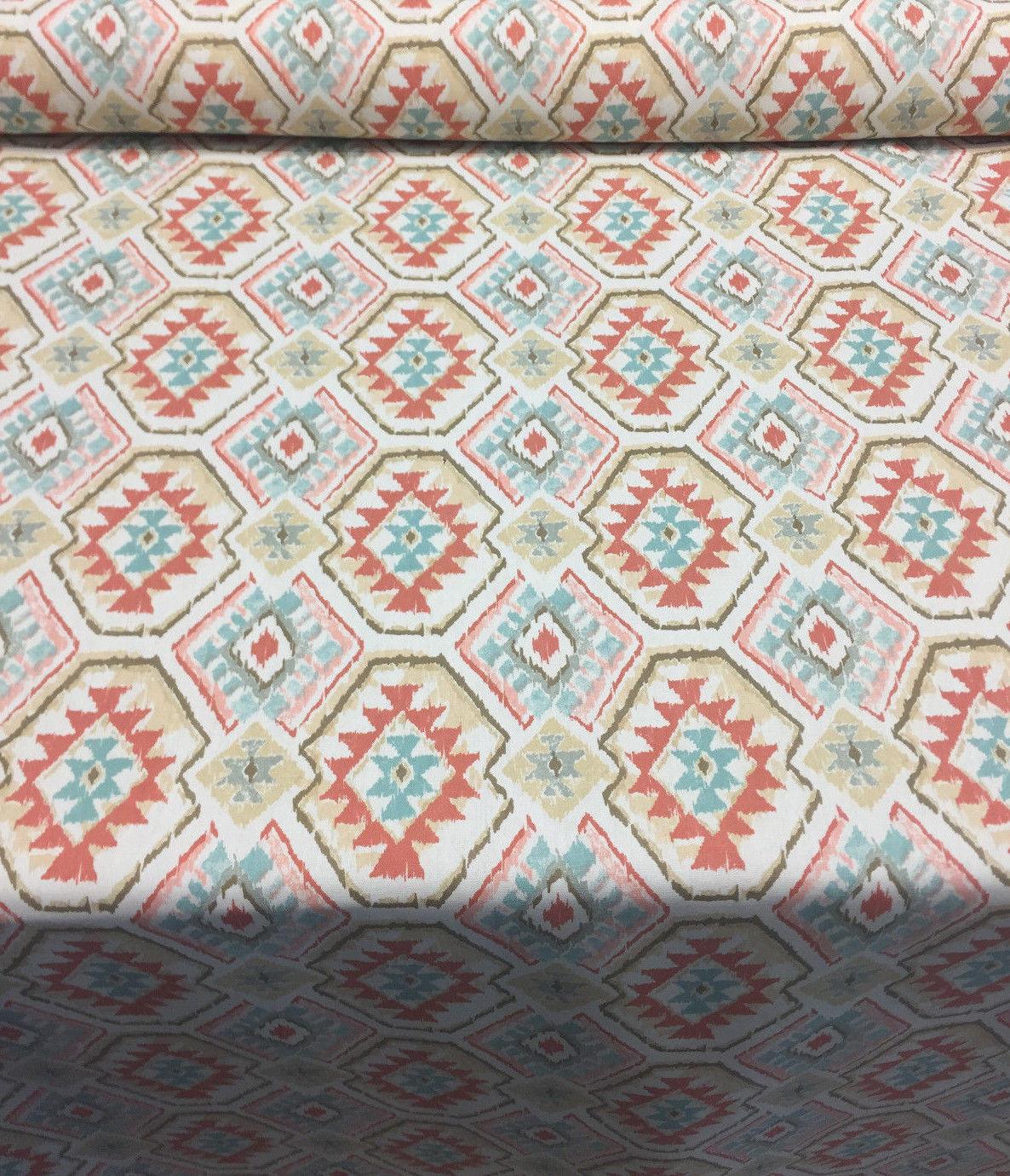 Epachi Panorama Cotton Fabric - Peach Spice Ethnic Pattern, 45" Width (1 Yard)