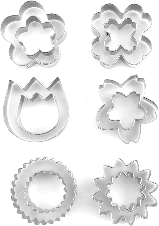 12-Piece Floral Cookie Cutter Set – Biscuit, Fondant & Pastry Cutters in Various Flower Shapes