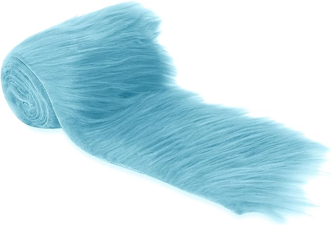 Faux Fur Fabric Ribbon Baby Blue Pre-Cut Strips