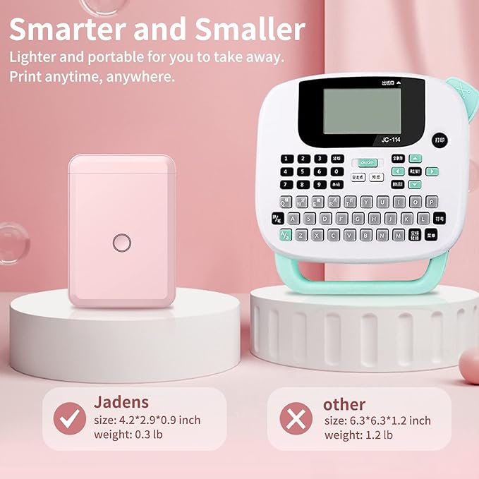 JADENS Label Maker Machine with Tape, D110 Portable Bluetooth Label Printer for Storage, Barcode, Mailing, Office, Home, Organizing, Sticker Maker Mini Label Maker