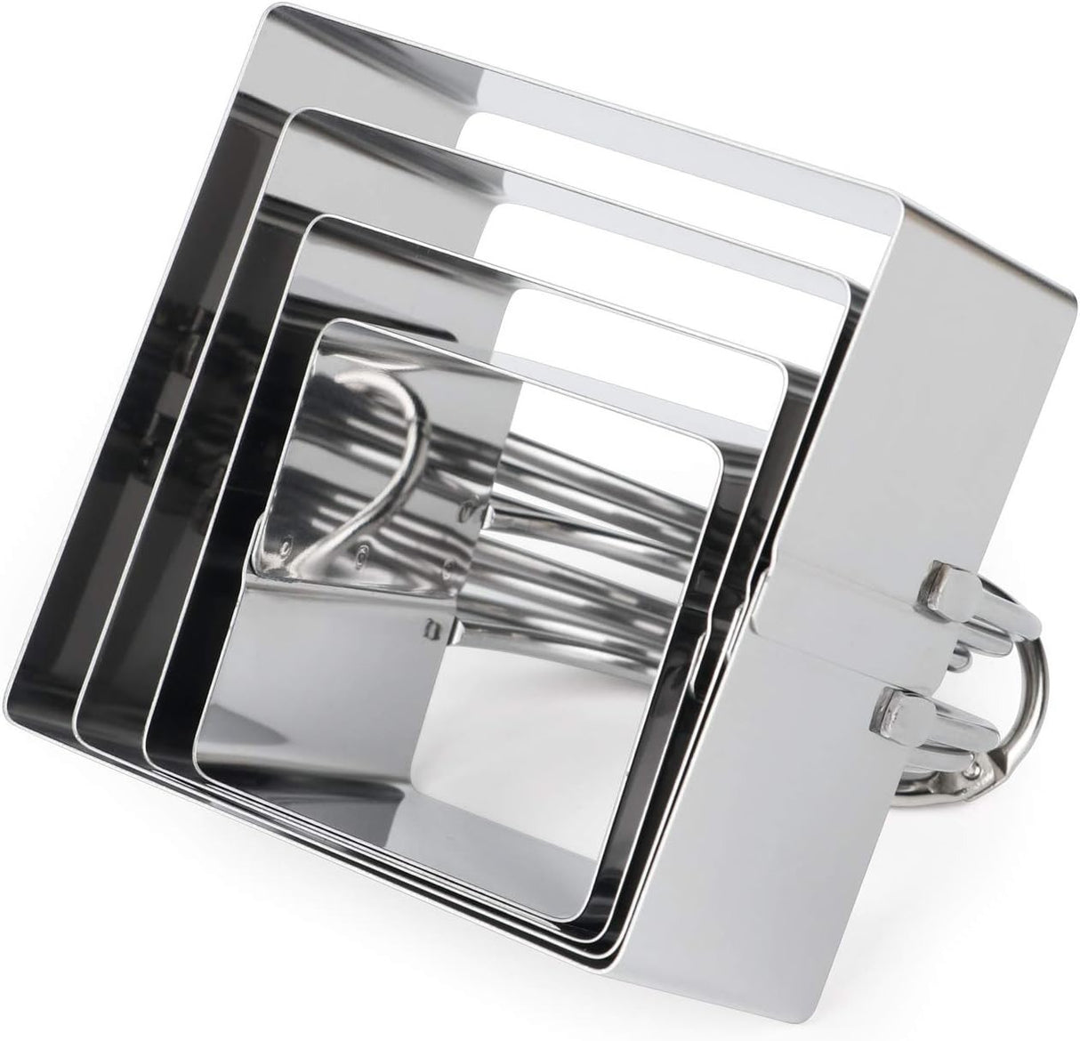 Square Biscuit Cutter Set – 4 Pcs Stainless Steel with Handle Professional Baking Tools Gift Package
