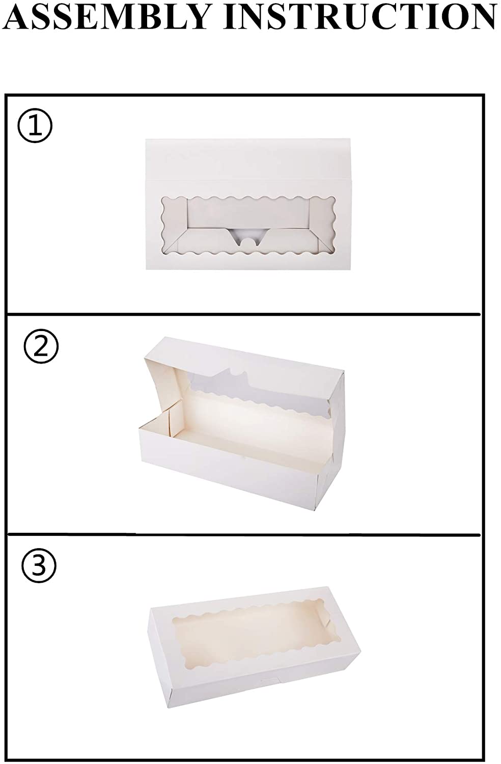 12.5" x 5.5" x 2.5" White Bakery Boxes with Window Pastry Boxes for Strawberries, Cookies and Desserts