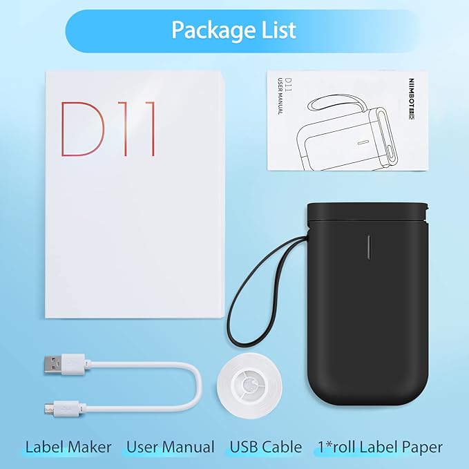 JADENS Label Maker Machine, D11 Portable Bluetooth Printer for Labeling, Home, Office, Organization, Mini Label Maker Machine