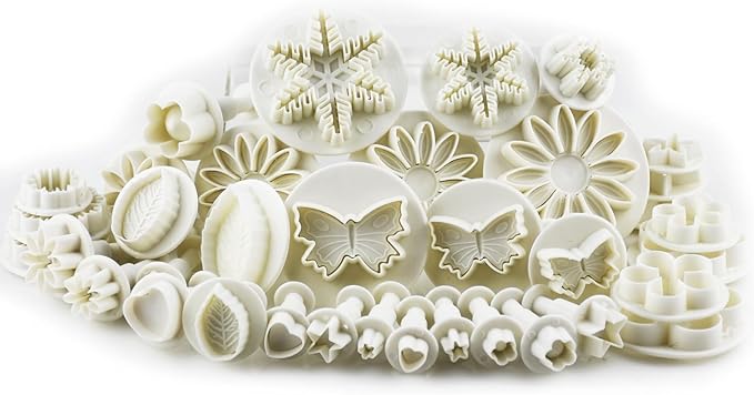 36-piece Flower Fondant Cutters Gum Paste Cookie Stamp Cake Decorating Tool Set - Daisy Leaf Butterfly Heart Plunger Cutter Seal DIY Handmade Clay Embosser Mini Mold Maker