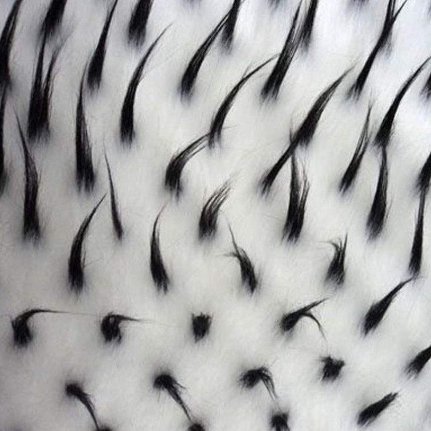 Black White Two Tone Spiked Shaggy Long Pile Fur Fabric,