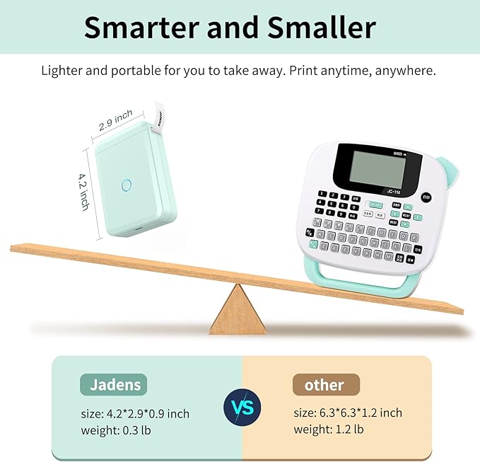 JADENS Label Maker Machine with Tape, D110 Portable Bluetooth Label Printer for Storage, Barcode, Mailing, Office, Home, Organizing, Sticker Maker Mini Label Maker