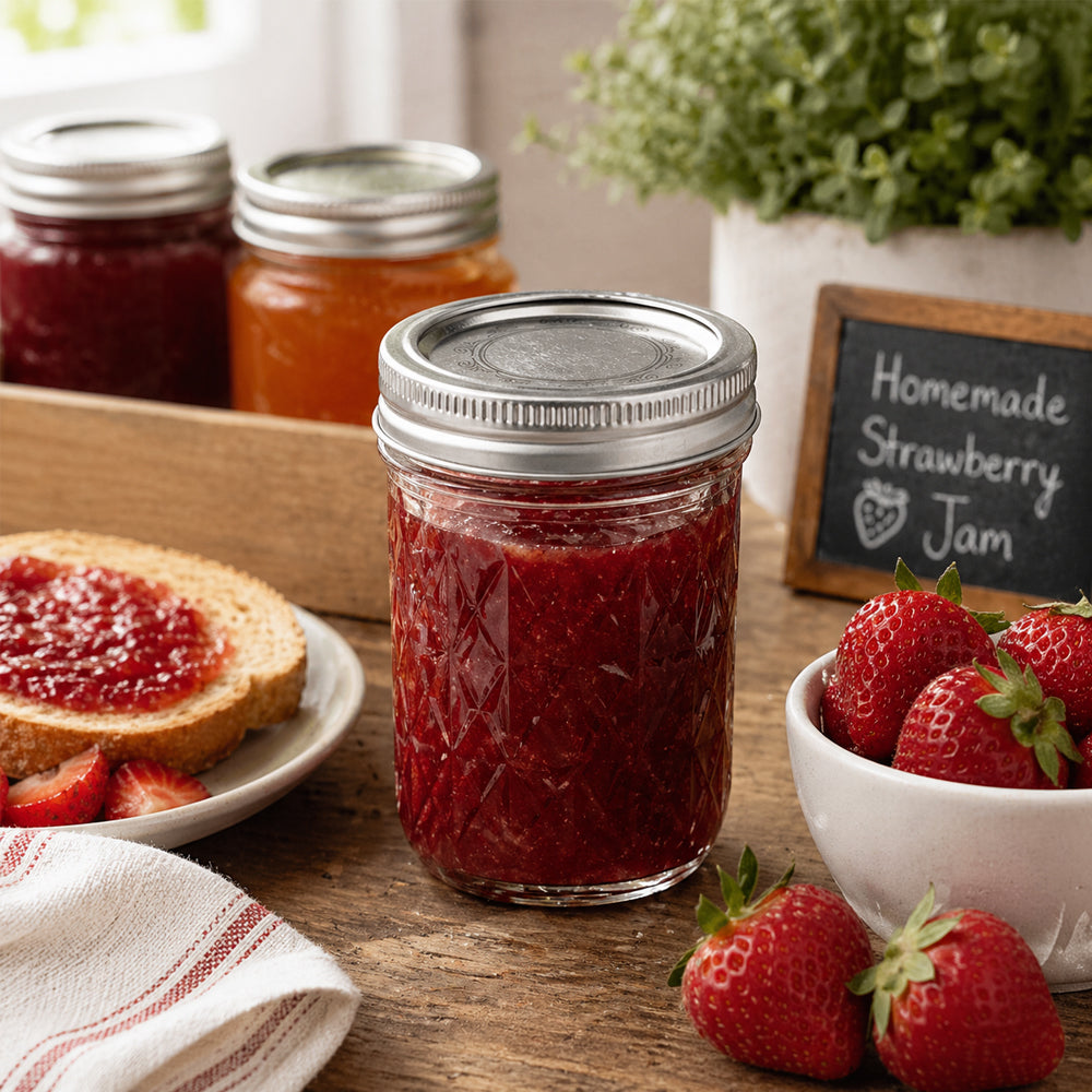 Ball Quilted Crystal Regular Mouth Mason Jars, 8 oz. - Case of 12