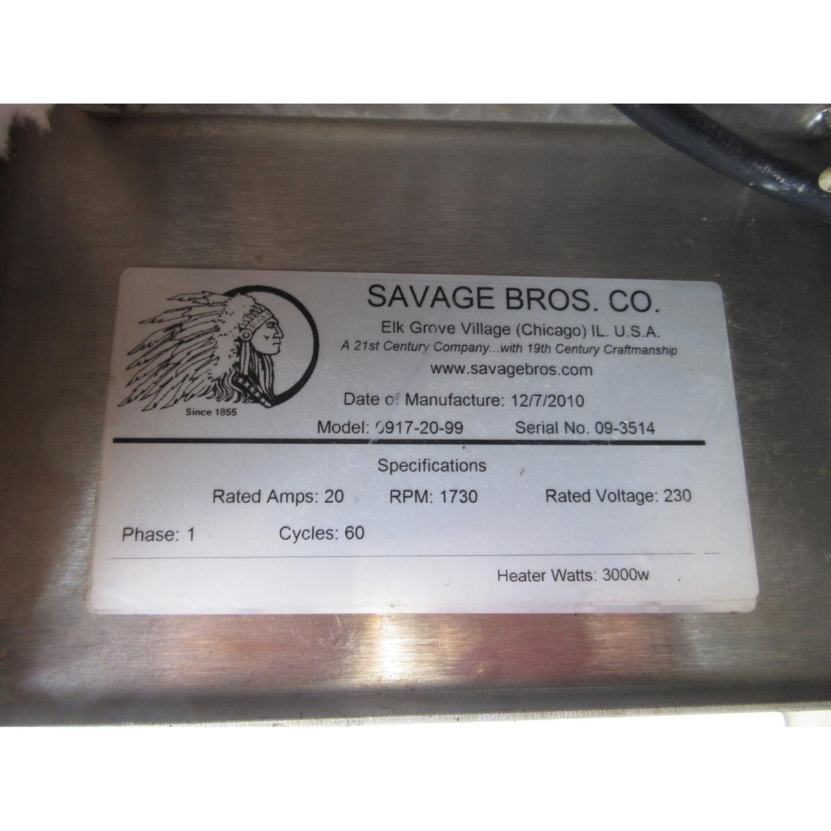 Savage Bros 0917-20-99 Chocolate Melter & Conditioner, Used Excellent Condition