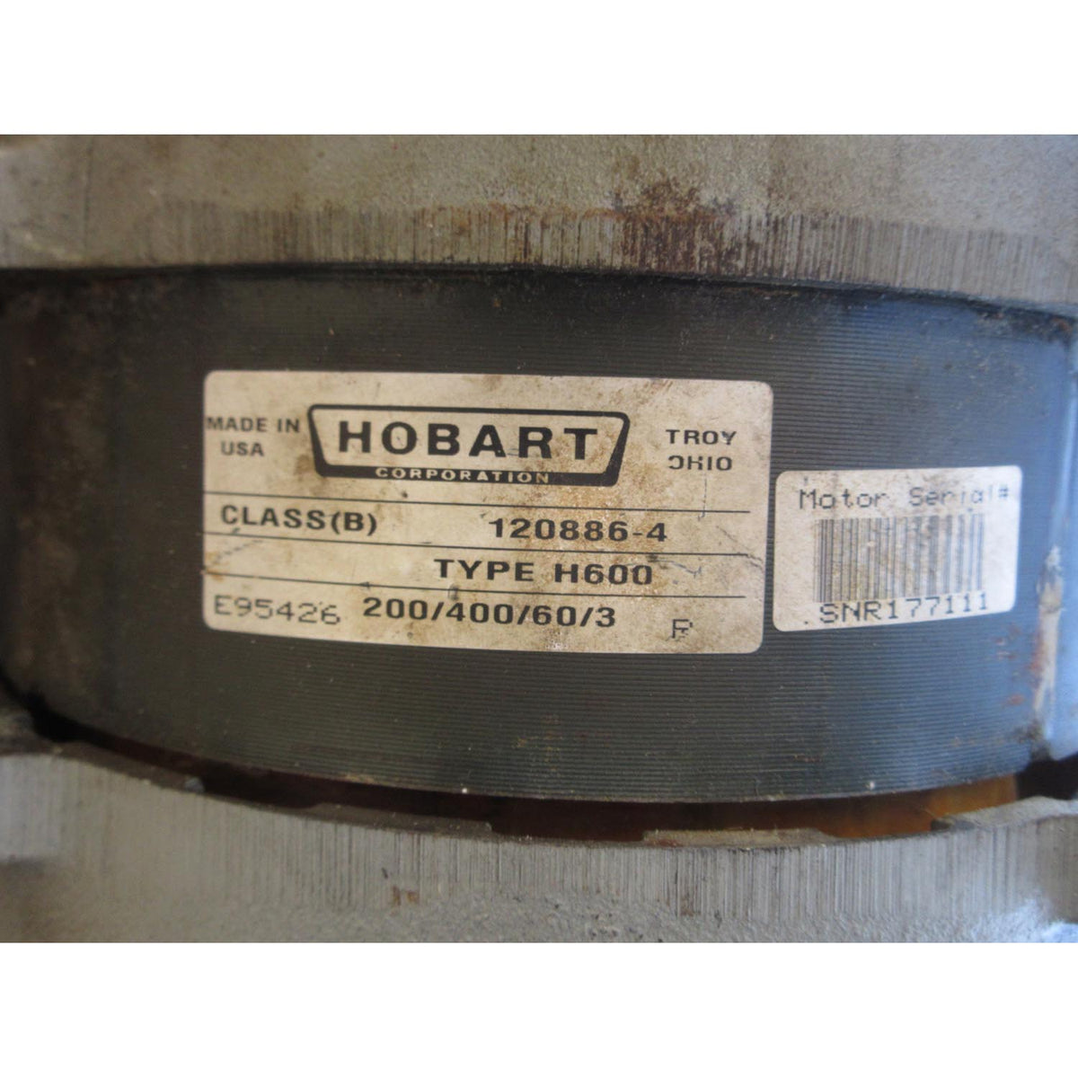 Hobart 00-120886-00004 Motor For H600 220v/400v 3 Phase 60hz, Used Excellent Condition
