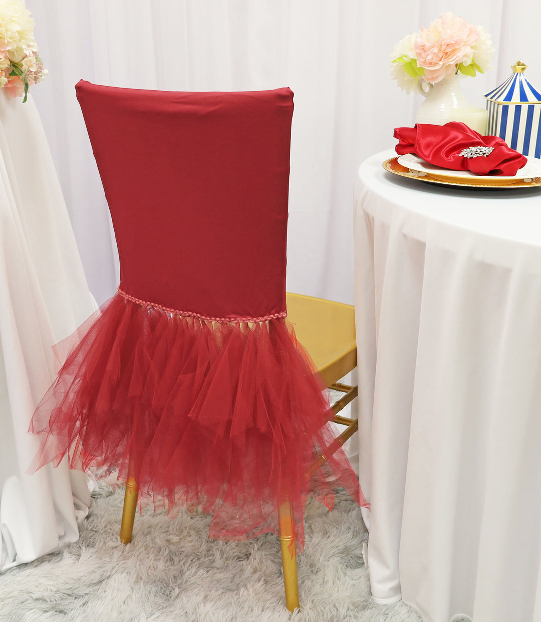 Apple Red Ballerina Spandex Chiavari Chair Cover