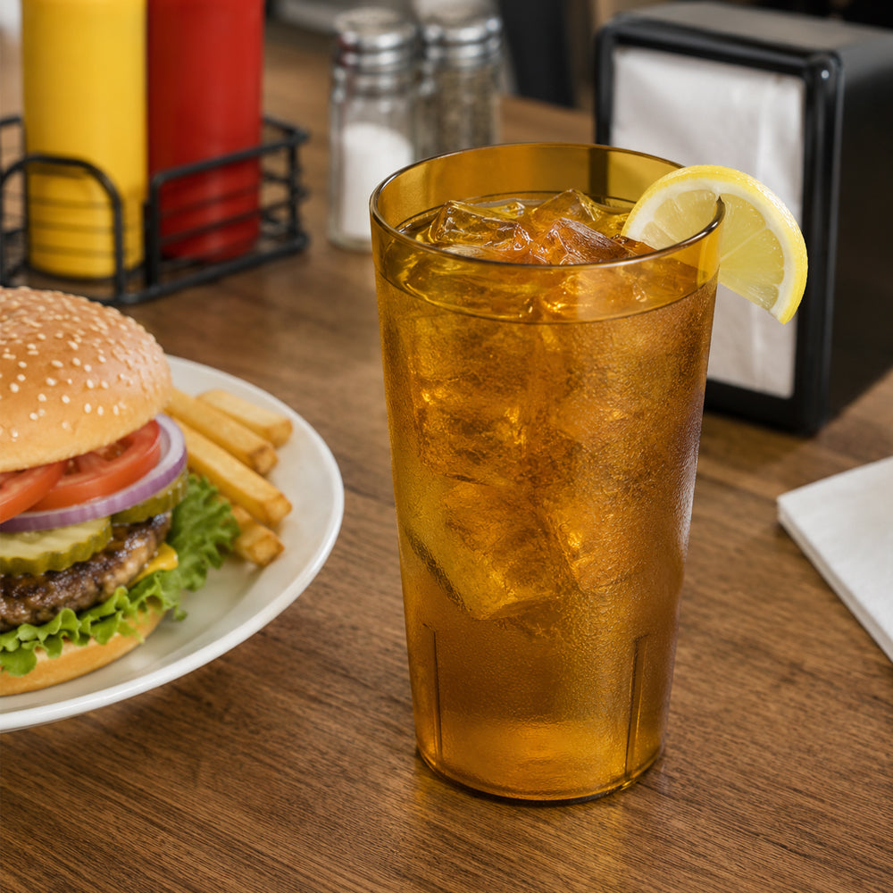 Winco Amber Pebbled Tumbler, 9-1/2 oz. - Pack of 12