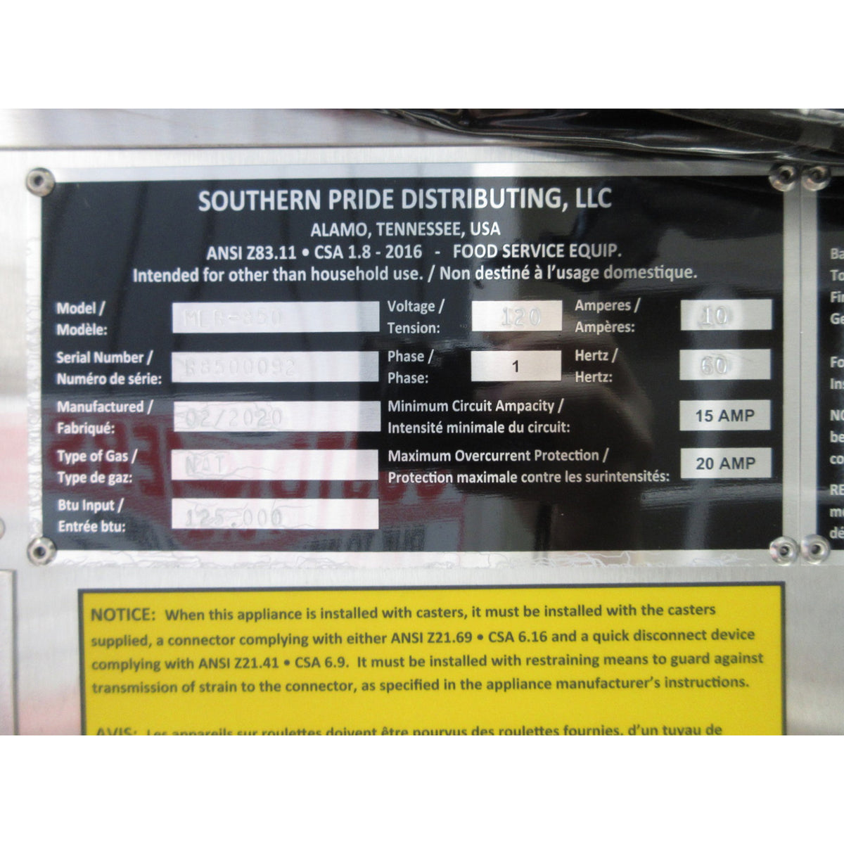 Southern Pride MLR-850 Gas Fired Wood-Burning Rotisserie Smoker, Brand New