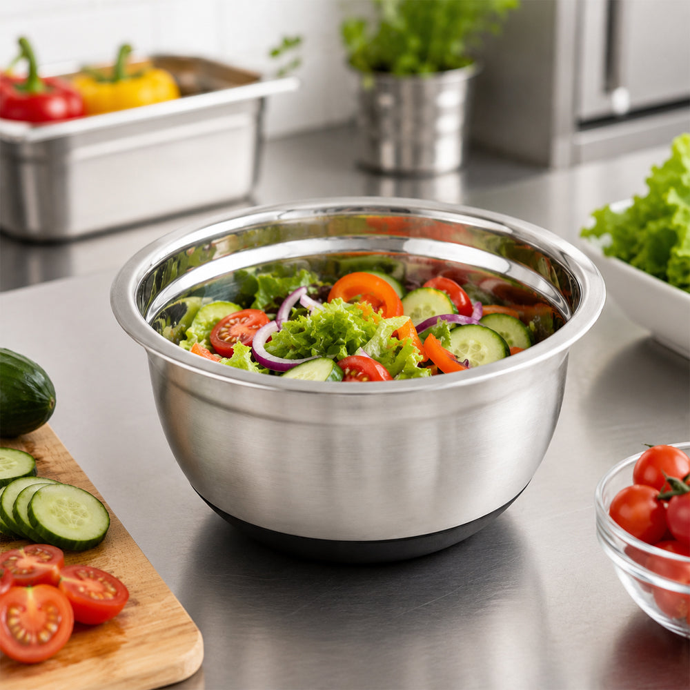Winco Stainless Steel Mixing Bowl with Silicone Base, 1-1/2 Quart