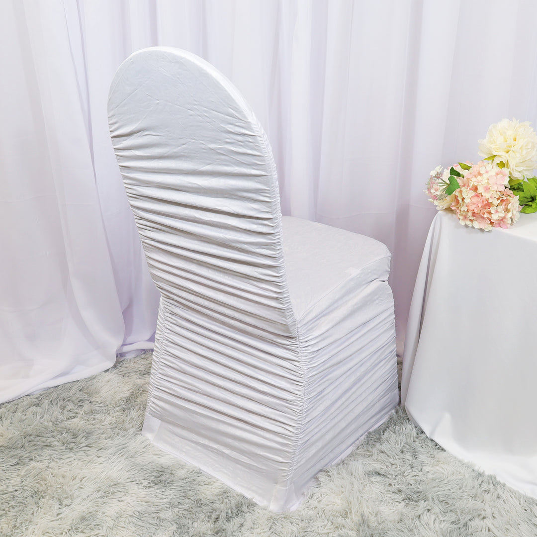 White Embossed Rouge Style Spandex Chair Cover