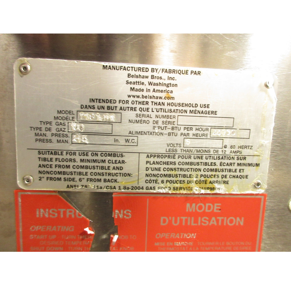 Belshaw 718LFG Donut Fryer, Natural Gas, Used Excellent Condition