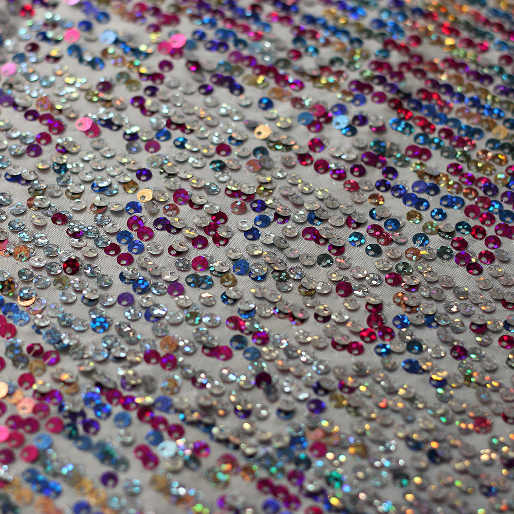 Razzle Sequins Polyester Spandex Fabric - Multiple Colors, Round Sequins, 52-54" Width, 200 GSM (1 Yard)