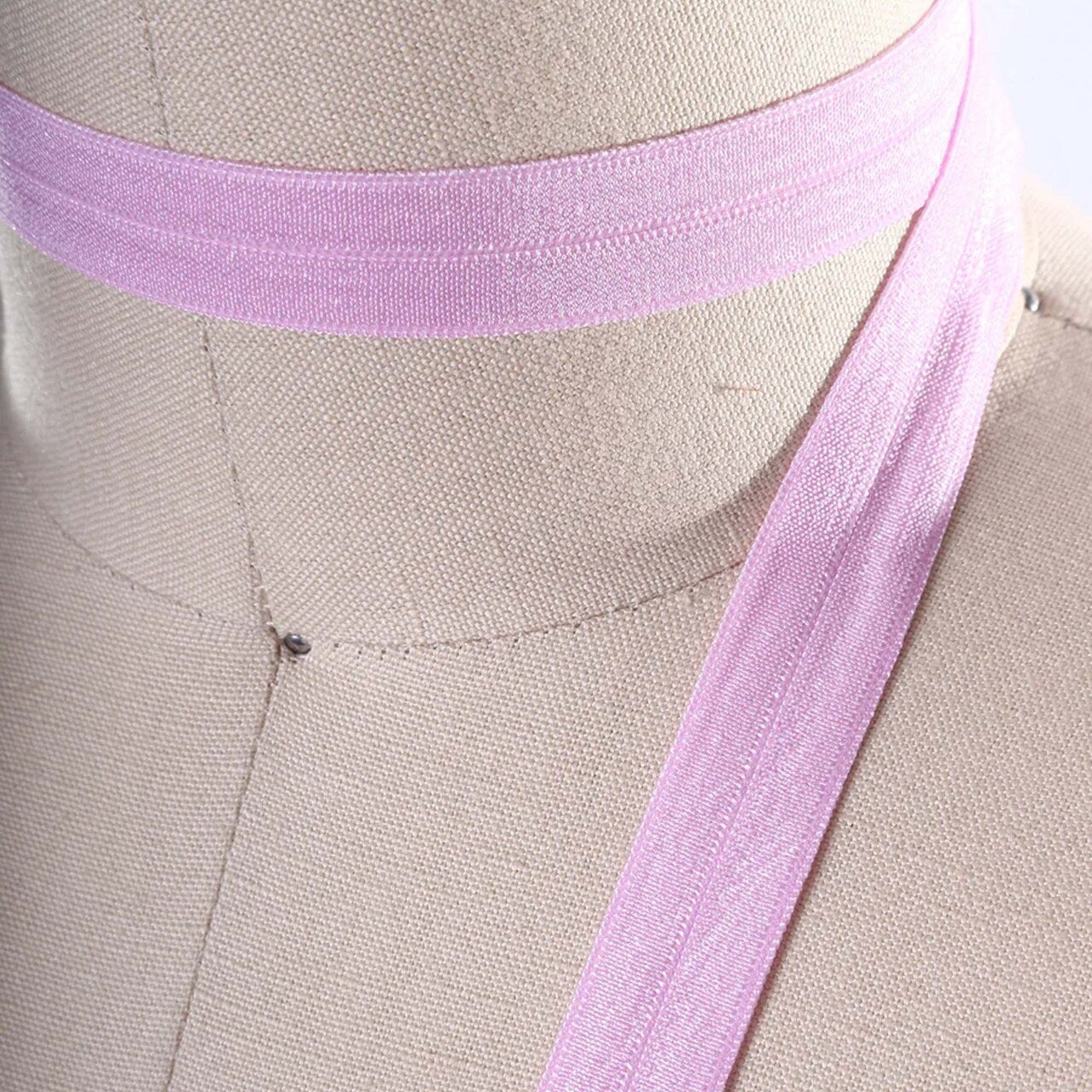 5/8" 3 Yards Baby Pink Fold Over Elastic Trim Soft Stretch Sewing Ribbon