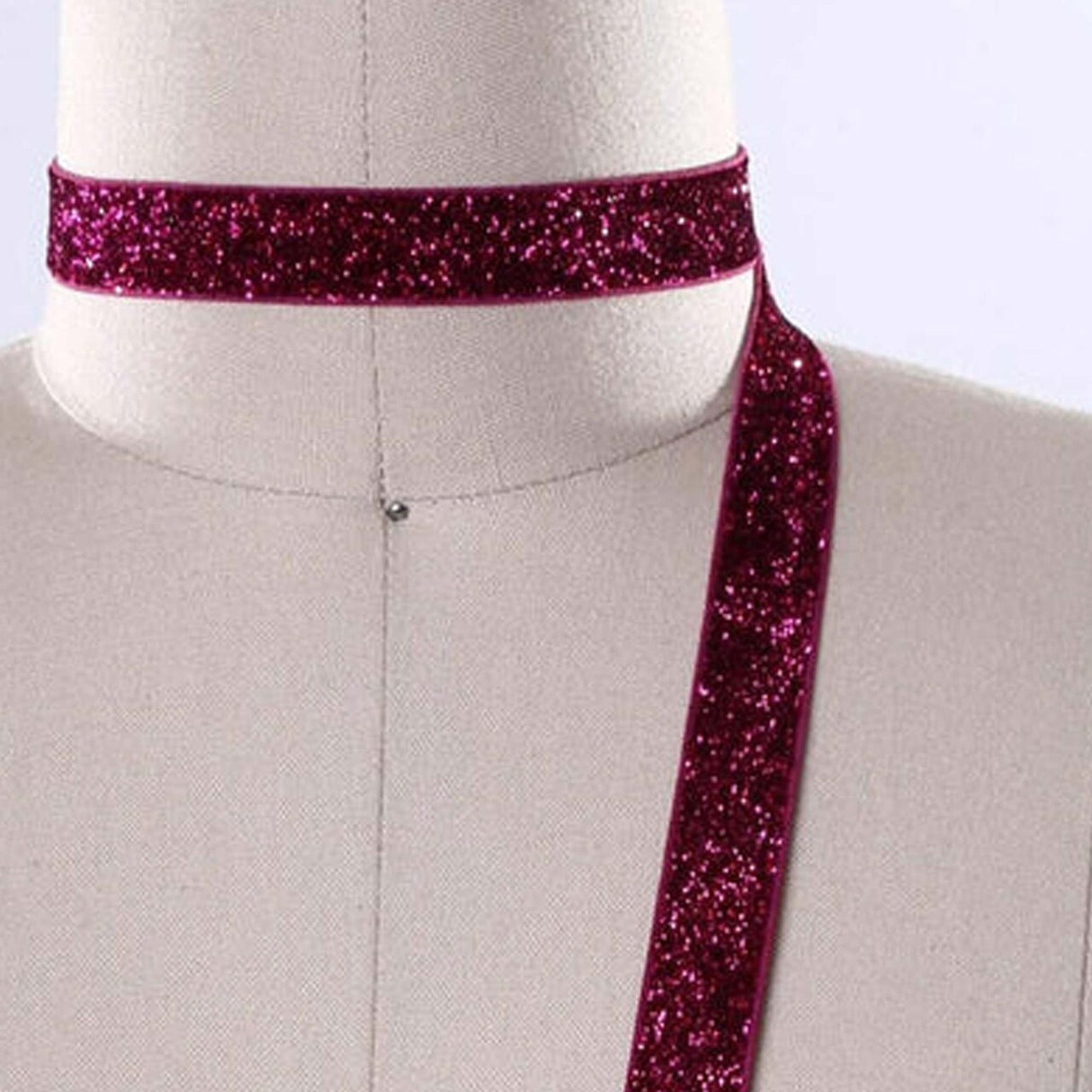 5/8" 2 Yards Magenta Glitter Elastic Trim for Headbands Hair Accessories DIY Sewing Craft Projects