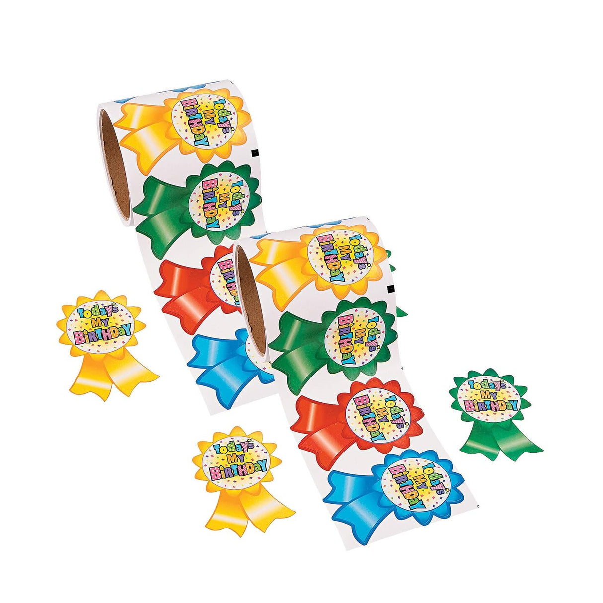 3 1/2" Bright Colors Today’s My Birthday Sticker Roll 100 Stickers