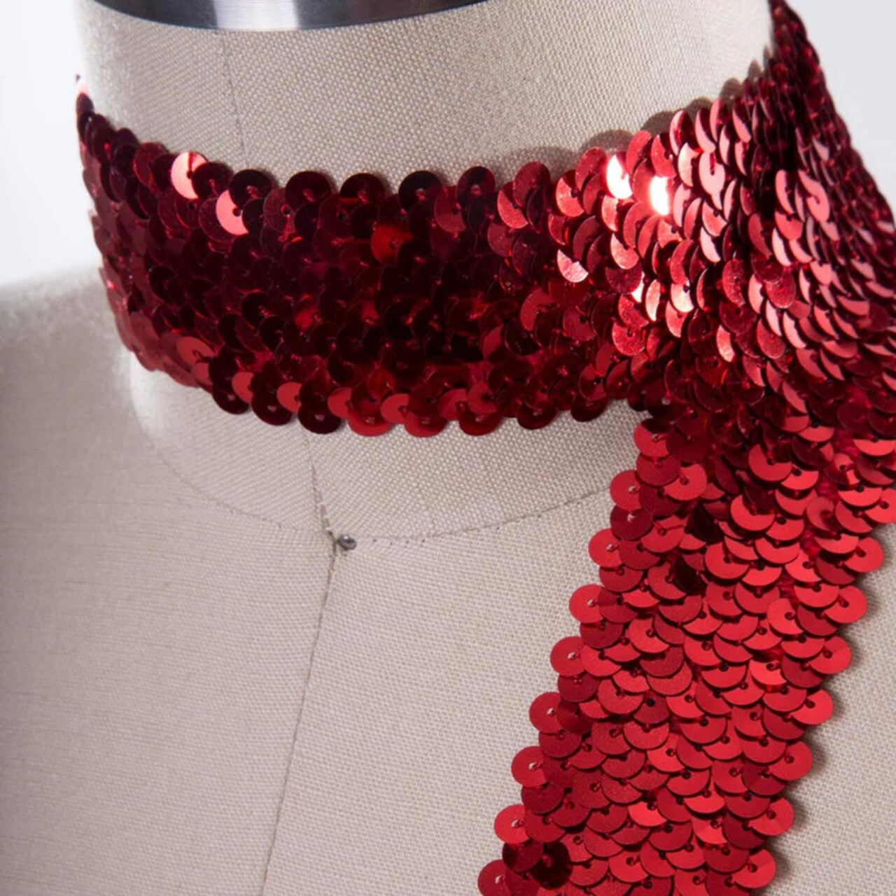 1 Yard 1.5" Red Stretch Sequin Trim