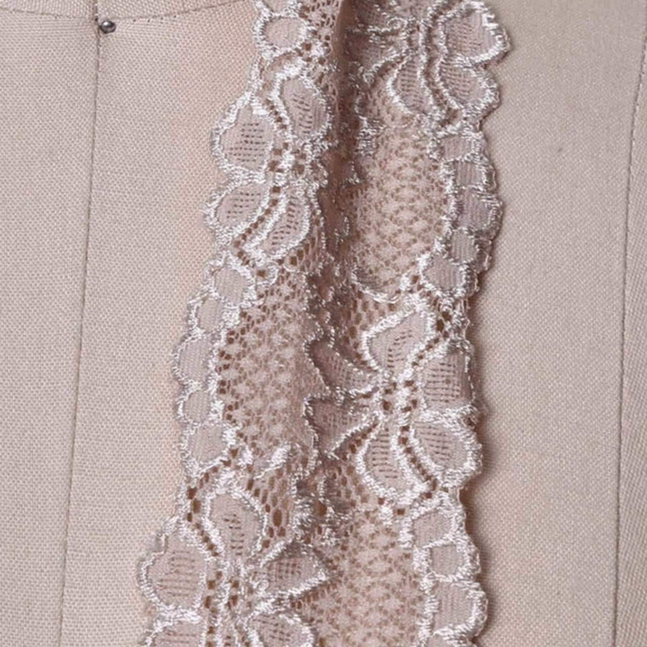 2 Yards Beige Stretch Lace Trim 2.5" Wide Nude Floral Elastic for Lingerie, Sleepwear & Sewing Projects
