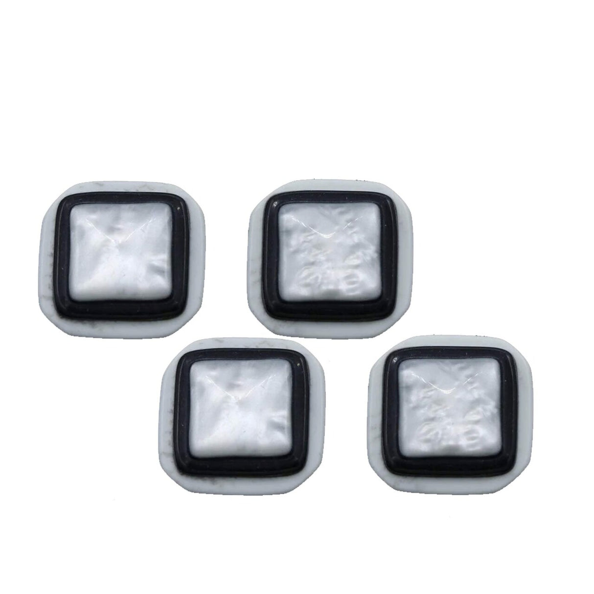 36L (23mm / 15/16") Square Shell Top Buttons Black White Pearl Layer Shank Style Vintage Button