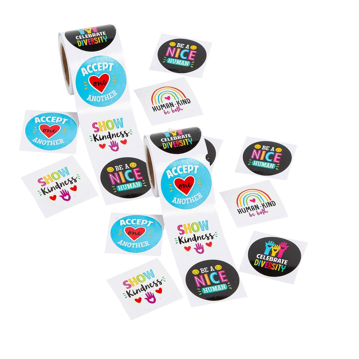 1 1/2" Humankind & Diversity Paper Sticker Roll 100 Pc
