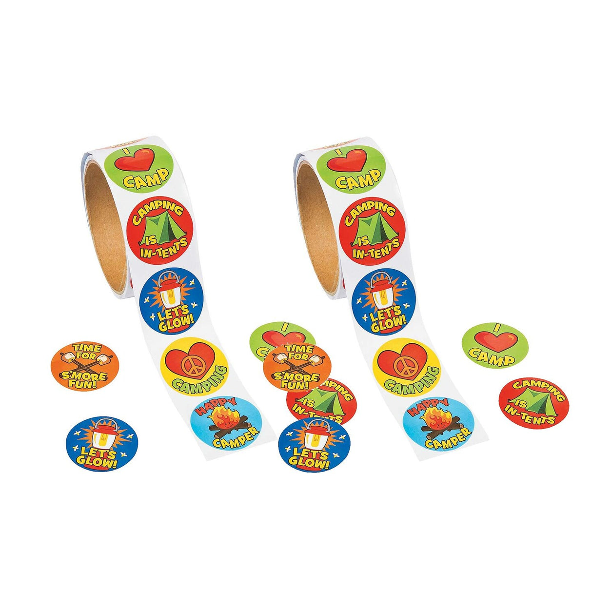1 1/2" I Love Camping Sticker Roll 100 Pieces