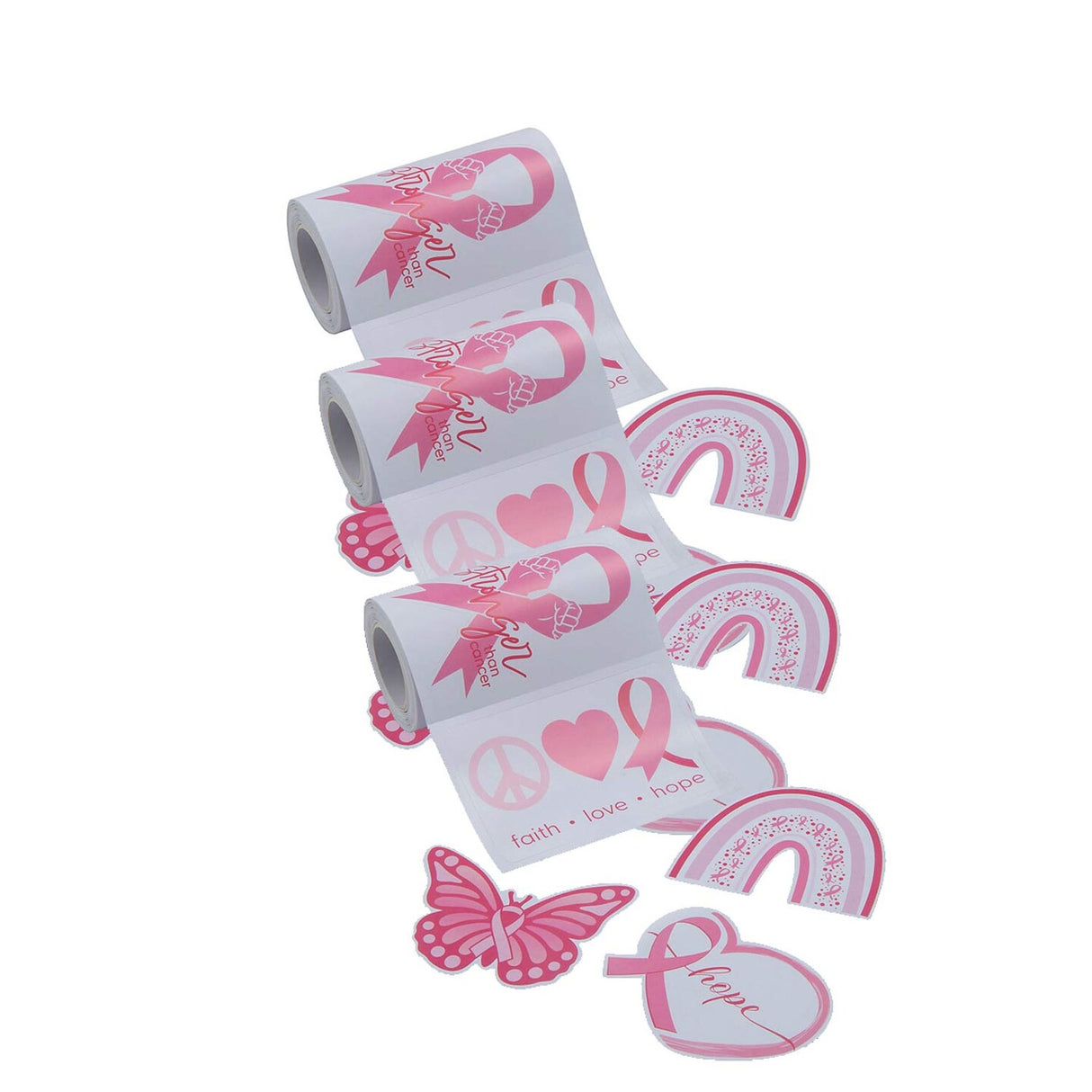 3" x 2" Breast Cancer Awareness Decal Sticker Roll 100 Pc