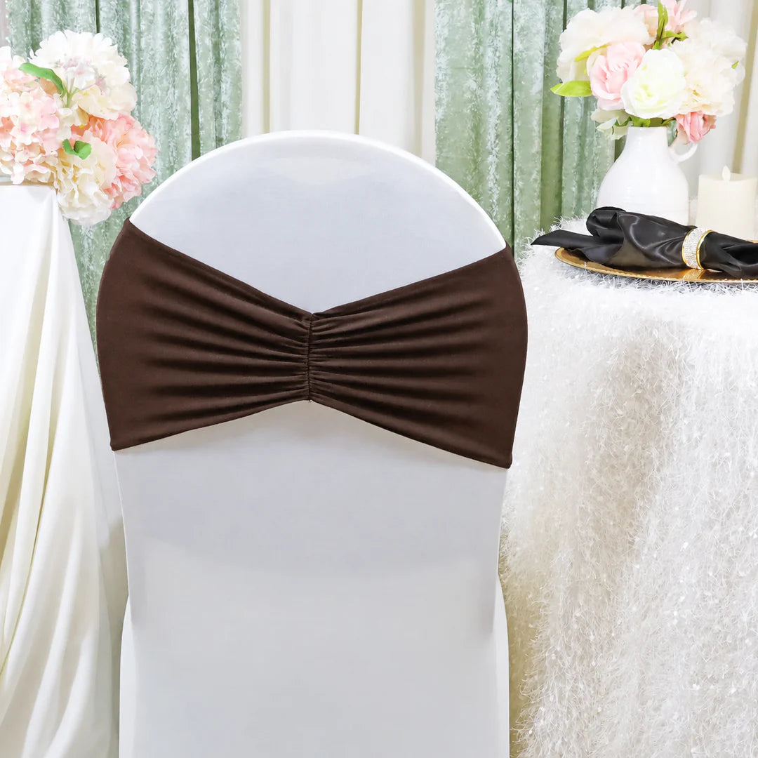Ruffled Spandex Chocolate Shade Chair Bands 8x13