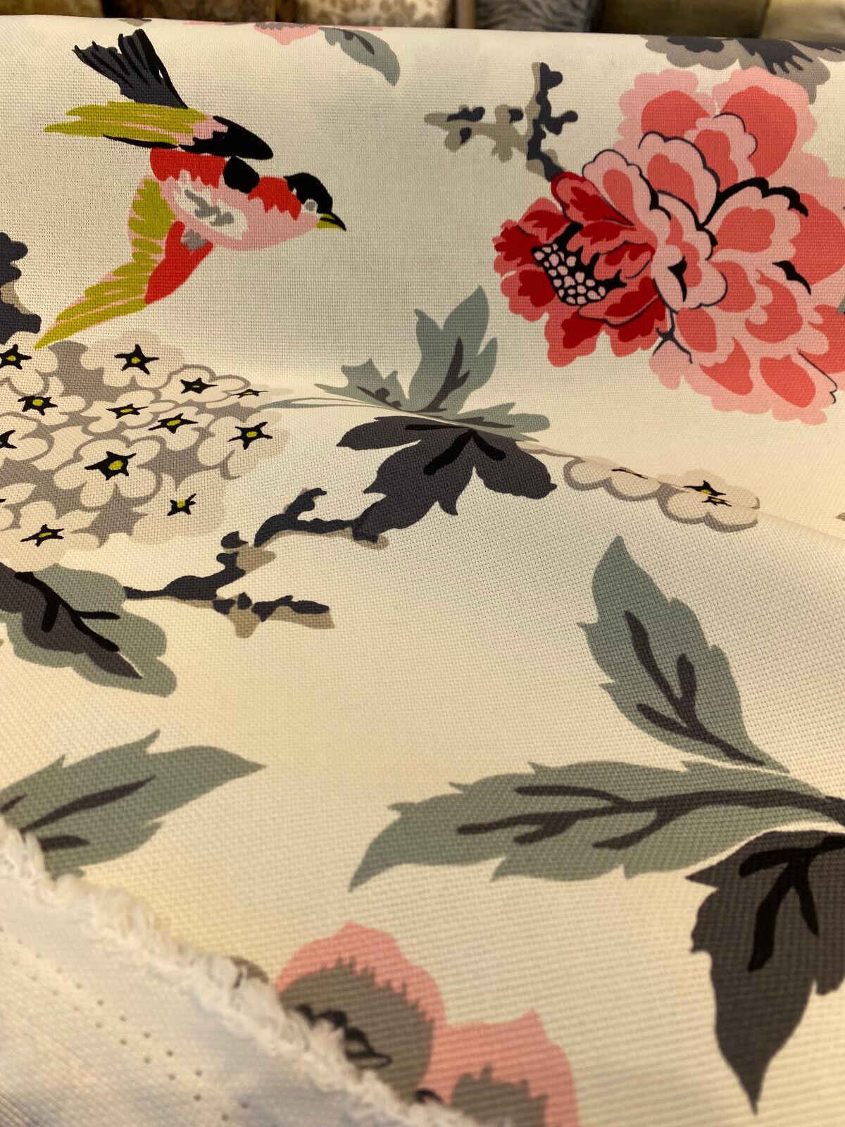 Candid Moment Cotton Fabric - Ebony Floral Birds, 54" Width (1 Yard)