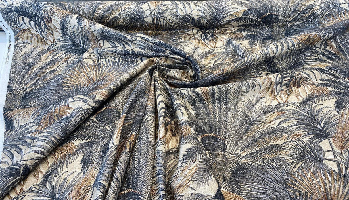 Monteverde Noche Cotton Fabric - Gray, Tropical Pattern, 54" Width (By The Yard)