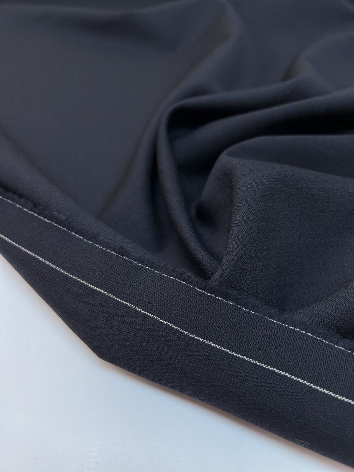 Blue Herringbone Wool Fabric