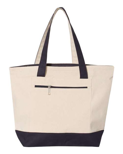 Q-Tees 19L Zippered Cotton Canvas Tote