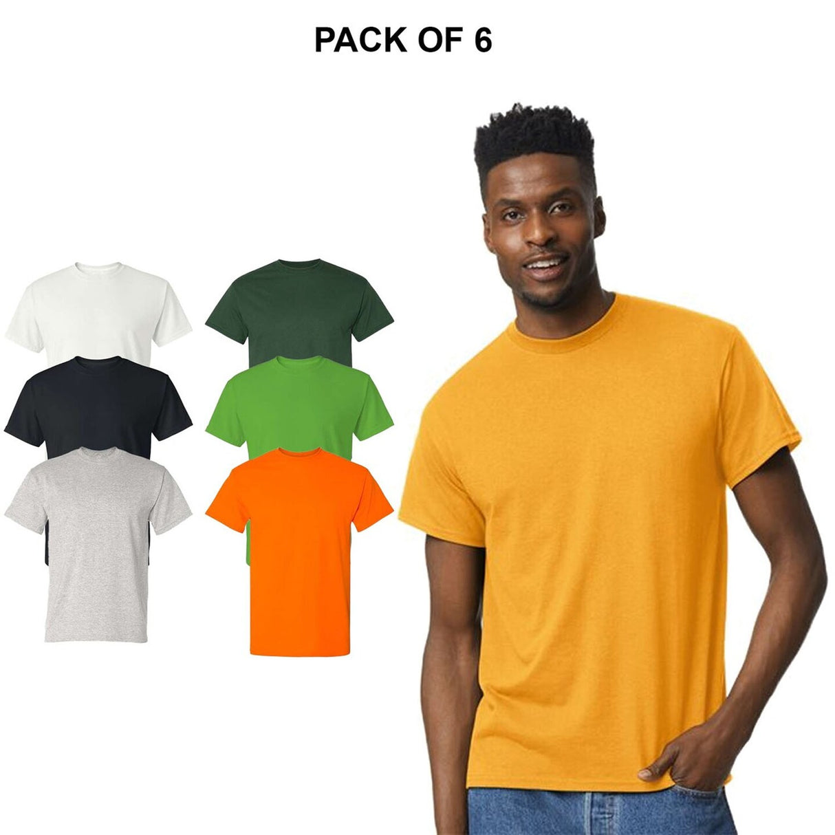 6 Pack Gildan® Mens Short Sleeve Crewneck DryBlend T-Shirt