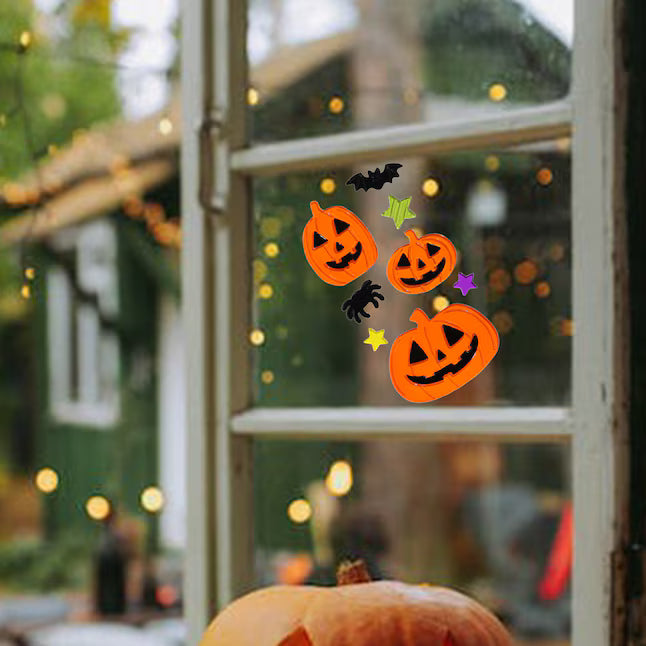 Haunted Living Stick and Scream Pumpkin Window Gel Clings Halloween Decoration